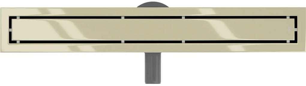 Mexen Flat 360°, nerezový sprchový žľab vzor M13 2v1 na vloženie dlažby 50 cm, zlatá lesklá, 1510050-40