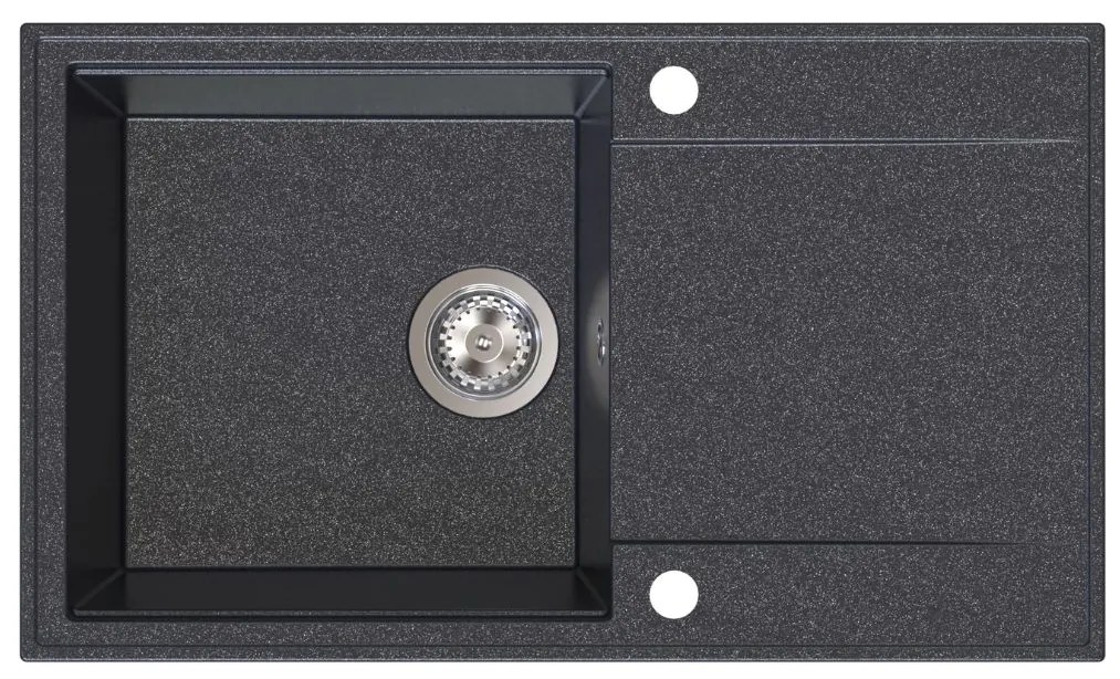 Sink Quality Sink55, kuchynský granitový drez 780x460x215 mm + chrómový sifón, čierna škvrnitá, SKQ-SINK.B.1KDOL.X