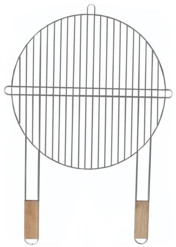 Rošt grilovací okrúhly kov o 46 cm s drevenými rúčkami