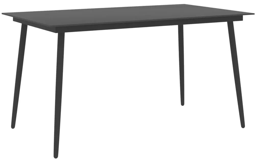 Záhradný jedálenský stôl čierny 150x90x74 cm oceľ a sklo 313115