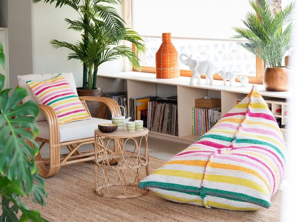 Farebný sedací vak z recyklovanej bavlny Cocoon Stripes - 150*100*40 cm