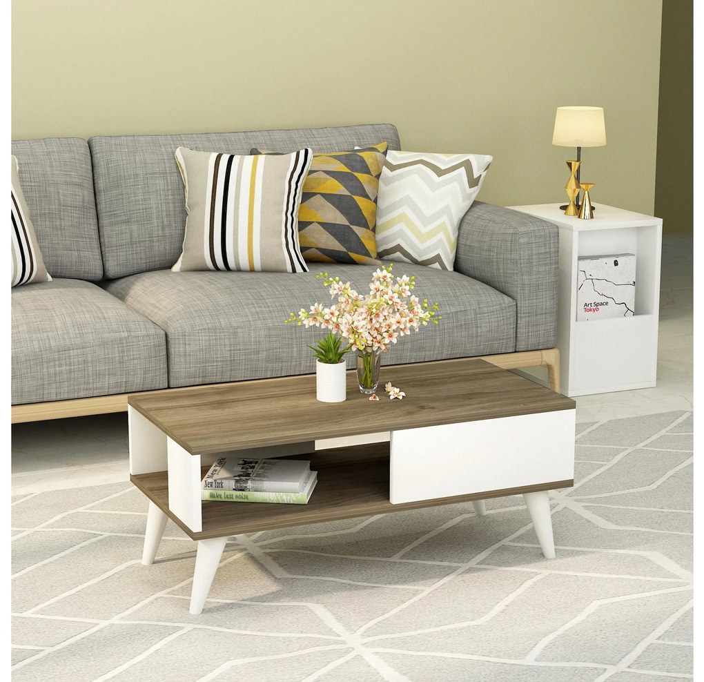 Konferenčný stolík Vavepu 2 (orech + biela) . Akcia -19%. Vlastná spoľahlivá doprava až k Vám domov. 1093162