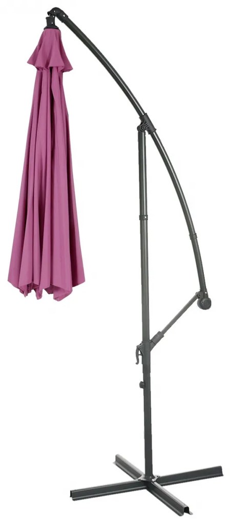 Slnečník Acerra Ø 3m - polyester/oceľ - levanduľovo-červená bez záťaže