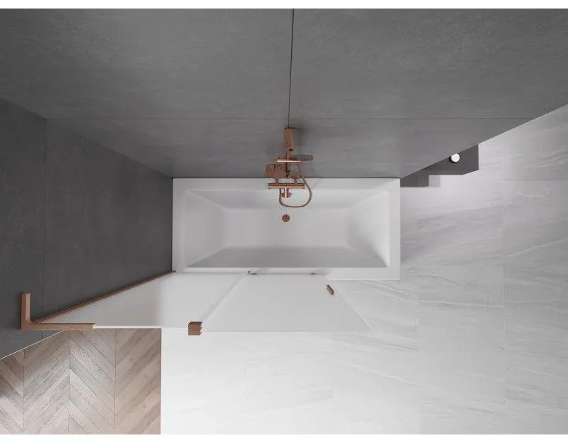 Mexen Velar L, 2-krídlová posuvná vaňová zástena 120 x 150 cm, 8mm sklo námraza, medená matná, 896-120-003-31-65