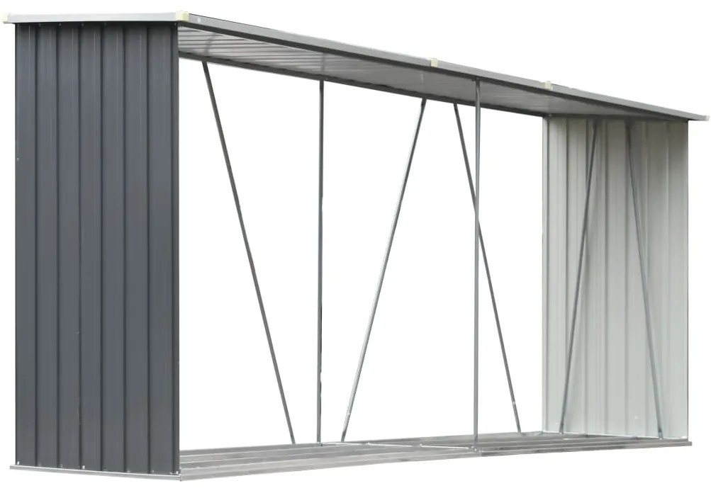 Záhradná kôlňa na drevo galvanizovaná oceľ 330x84x152 cm sivá