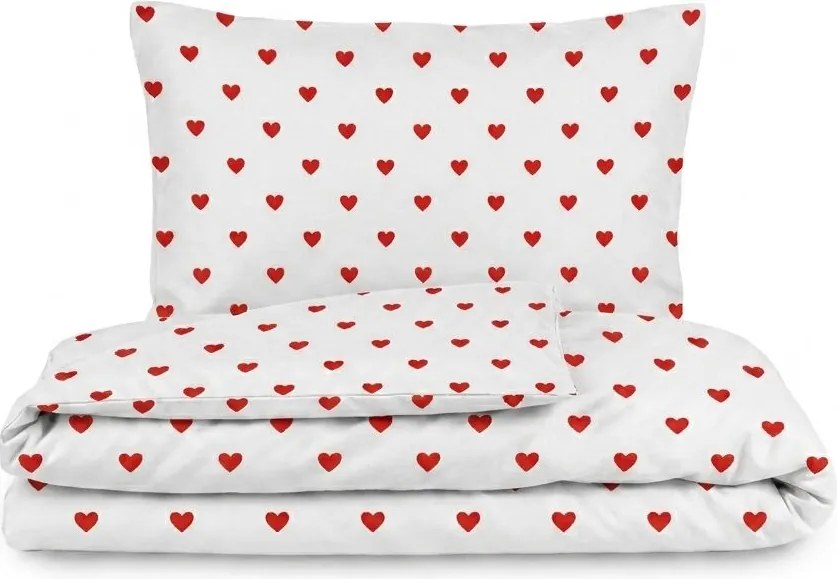 Kvalitex Bavlnené obliečky 140x200 + 70x90 cm - Srdiečka červené