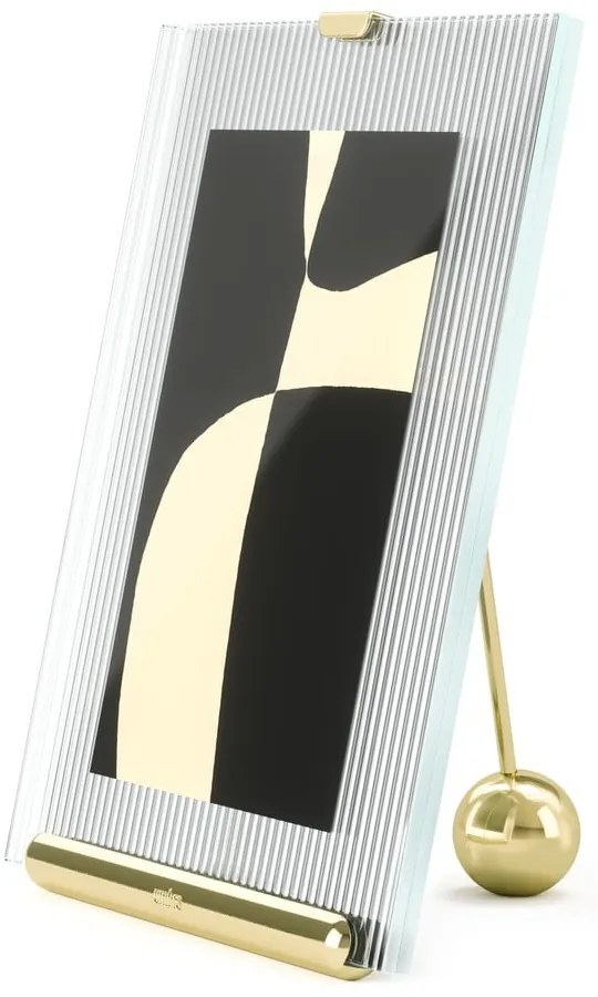 Sklenený stojací rámček v zlatej farbe 16x20 cm Flute – Umbra