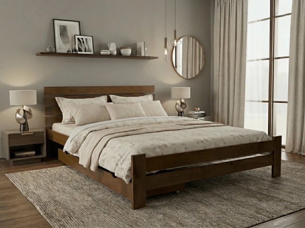 Posteľ PARIS zvýšená 120 x 200 cm, dub Rošt: Bez roštu, Matrac: Matrac DELUXE 10 cm