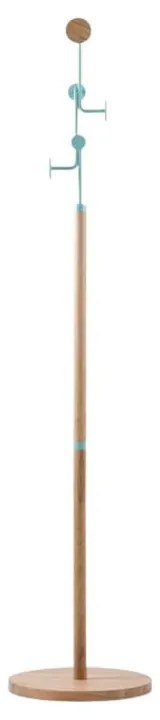 Stojací vešiak z masívneho dubového dreva s modrým detailom Gazzda Hook