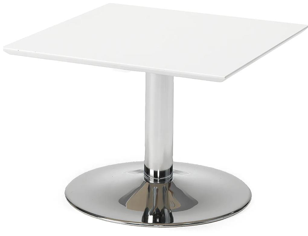 Konferenčný stolík CROSBY, 700x700x500 mm, biela / chróm