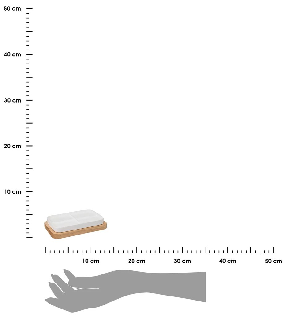Miska na mydlo Natureo, biela/s drevenými prvkami