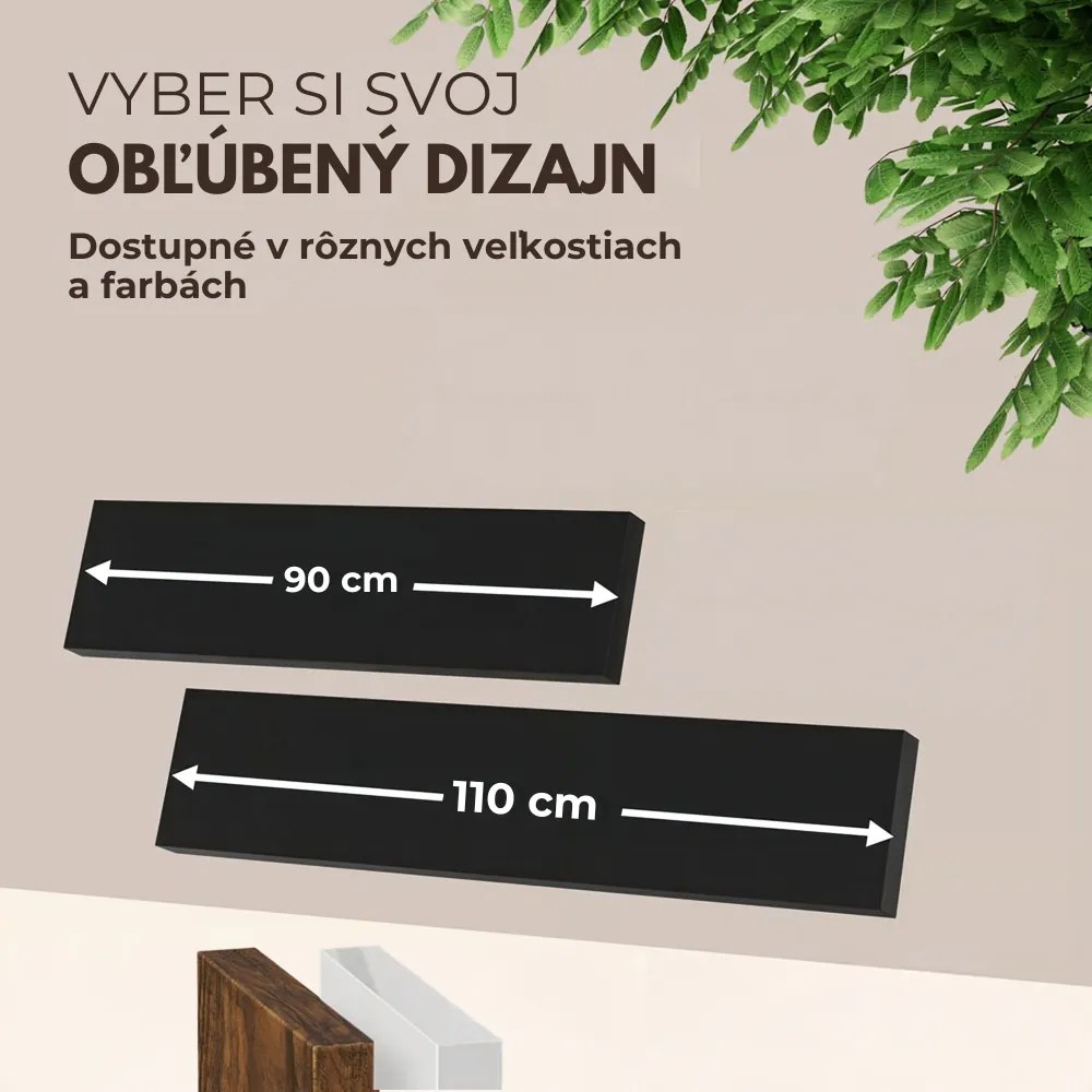 Nástenná polica FIGO + konzola, 90cm, čierna Casaria