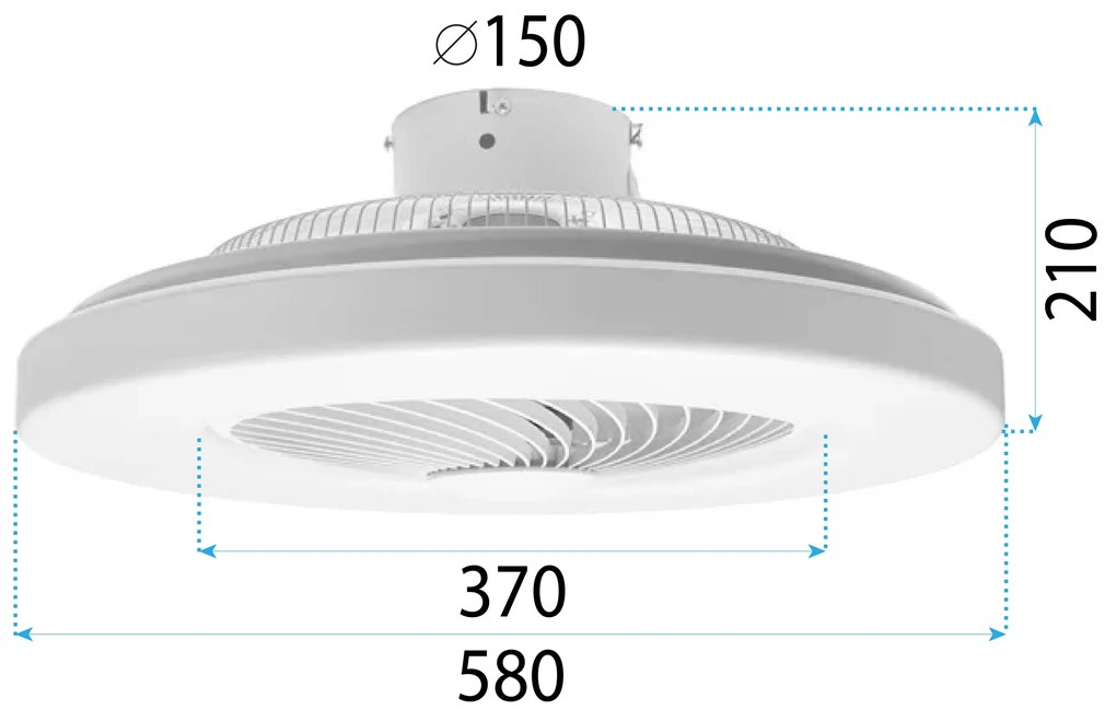 Toolight Toolight, LED stropné svietidlo s ventilátorom + diaľkové ovládanie APP1551-C, biela, OSW-05180
