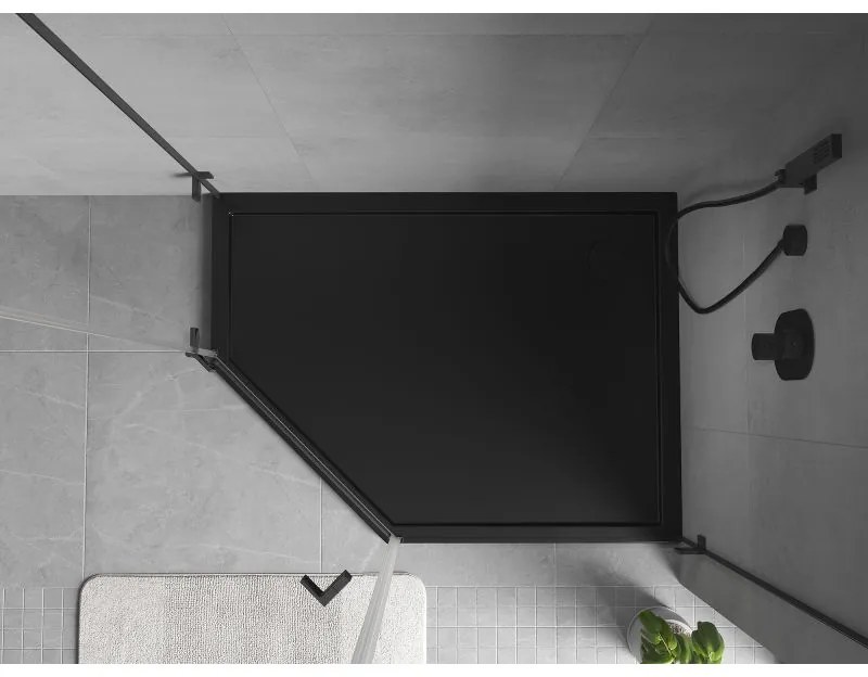 Mexen Flow, päťuholníková sprchová vanička slim 90 x 80 cm, pravá, čierna matná - 46P708090R