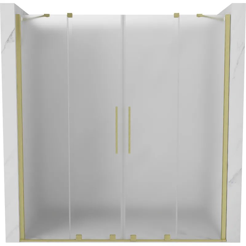Mexen Velar Duo, posuvné sprchové dvere do otvoru 180 cm, 8mm sklo námraza, zlatá matná, 871-180-000-32-55