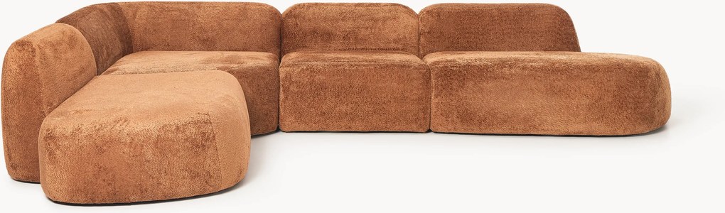XL modulárna rohová pohovka z plyšového buklé Wolke