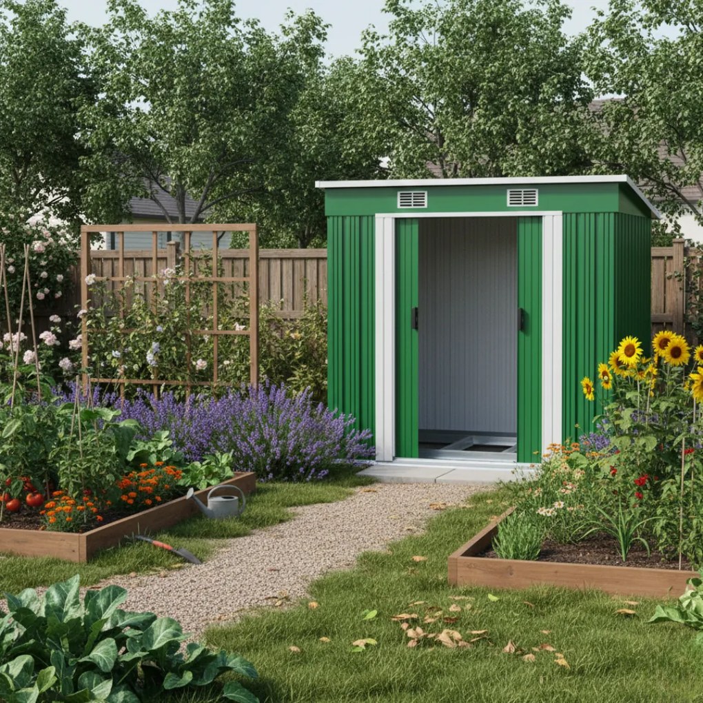 Záhradný domček na náradie L, 196x122x182cm,  zelená Gardebruk