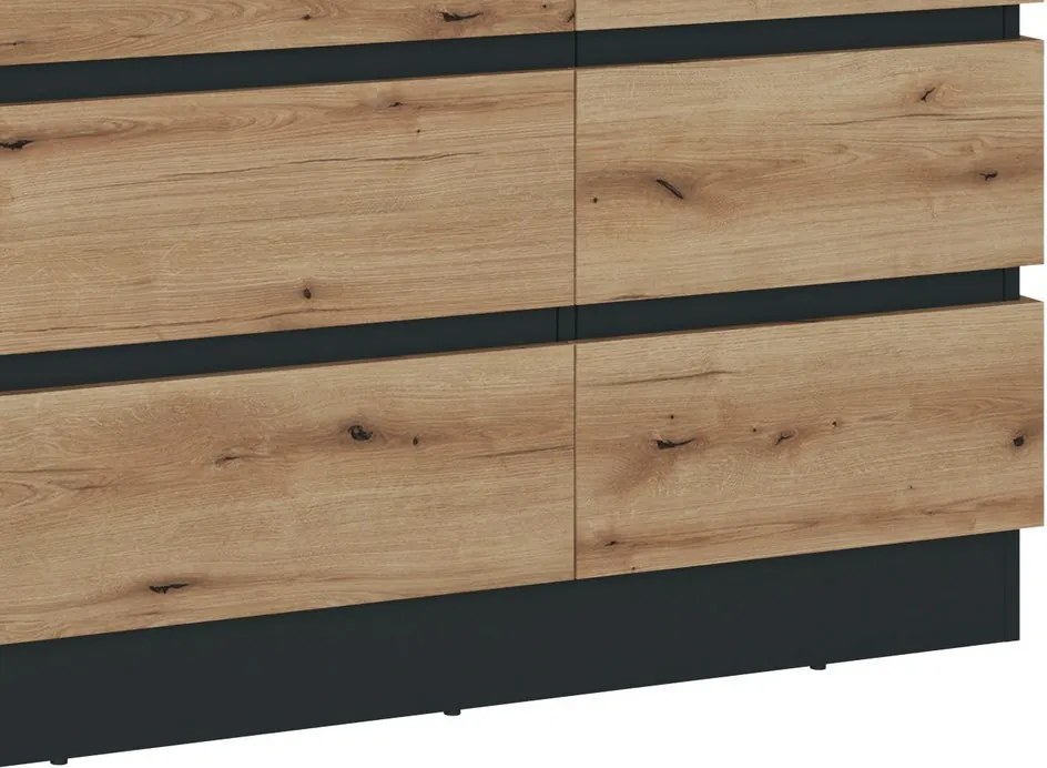 Úložná komoda Corte, dub coast/tmavo šedá