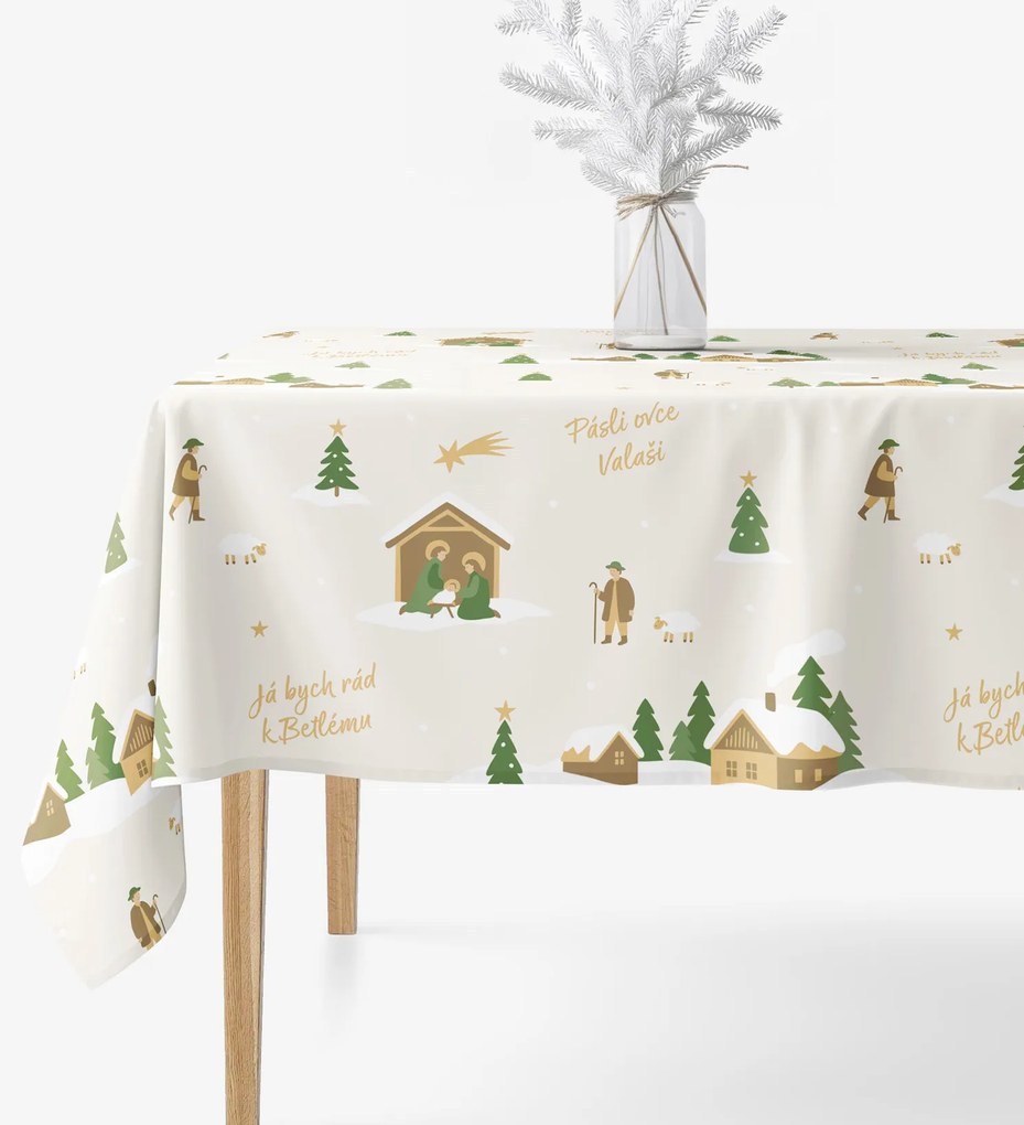 Goldea vianočný hranatý obrus 100% bavlnené plátno - pásli ovce valaši 80 x 80 cm