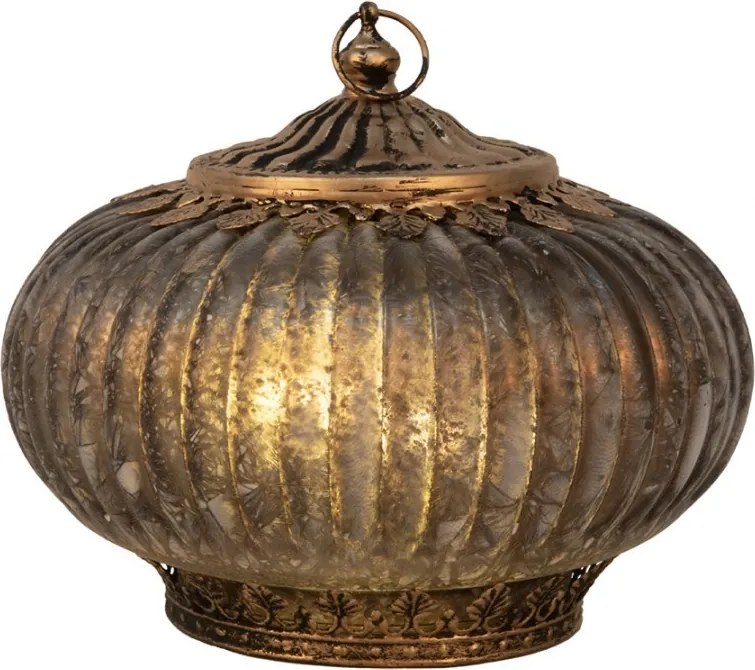 Ružová sklenená svietiaca LED lampáš Balli - Ø 17*14 cm