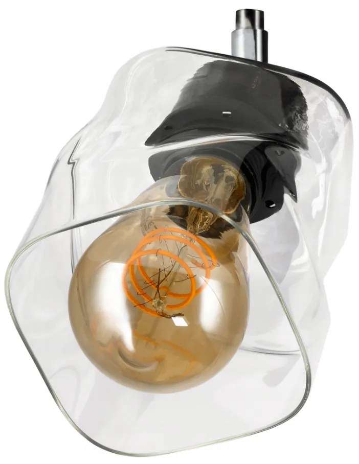 BERGE LED luster stropné svietidlo 3xE27, skladací sklenený štvorec, priehľadné