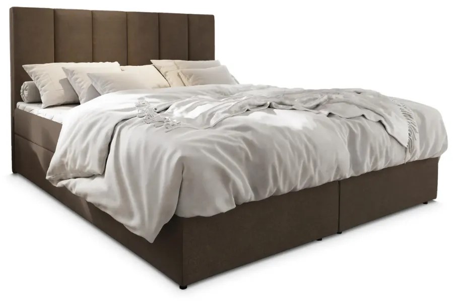 Čalúnená posteľ boxspring MERALIS 160x200 cm hnedá Matrac: Matrac Bonell pružinový