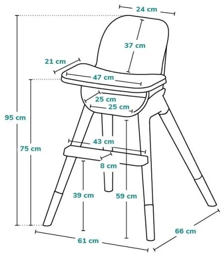 Lionelo - Detská jedálenská stolička 2v1 MONA Black Onyx