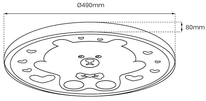 Detské stropné LED svietidlo Bear, 1x LED 34w, 4000k, p