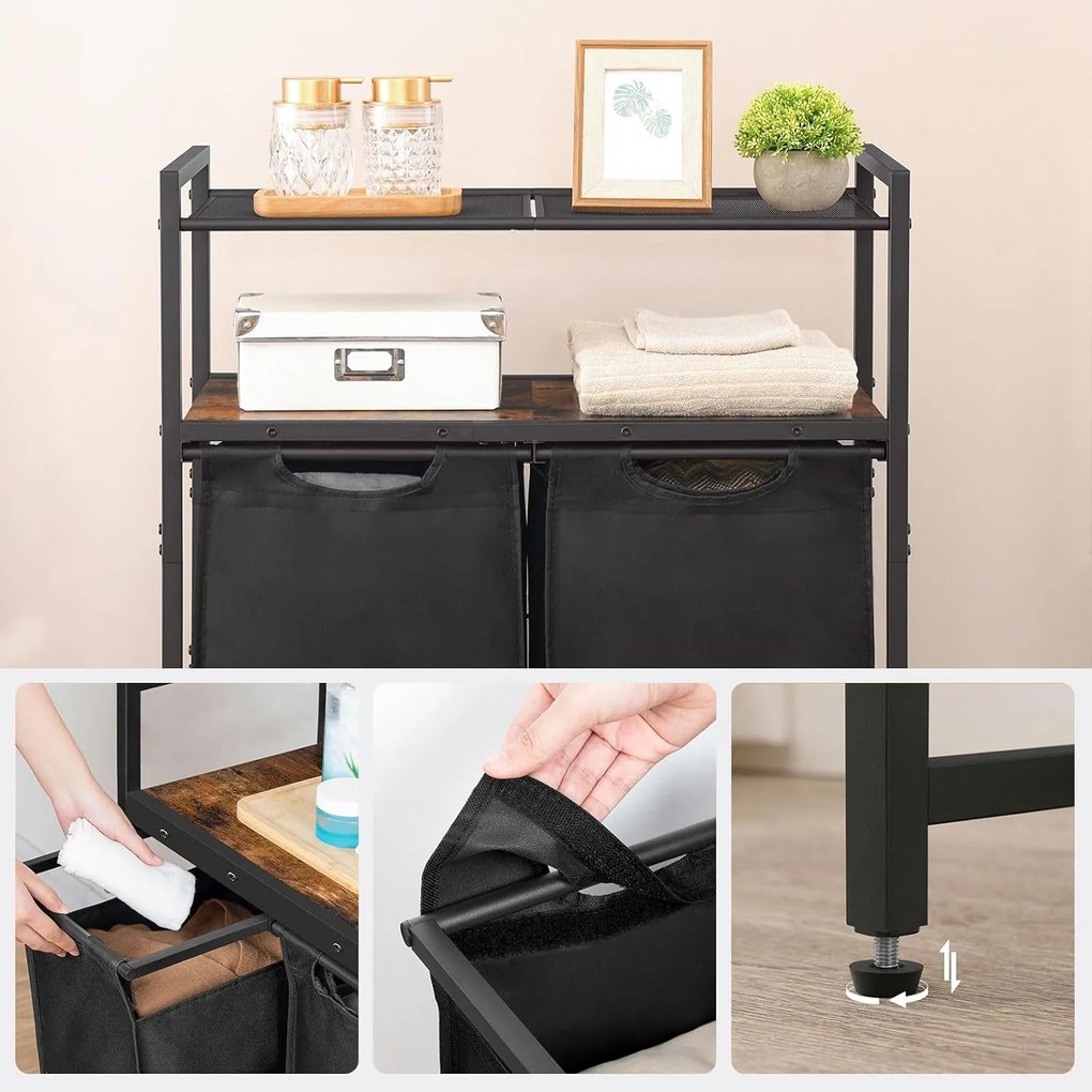 Koš na prádlo Vasagle Ermira 100 l černý/hnědý