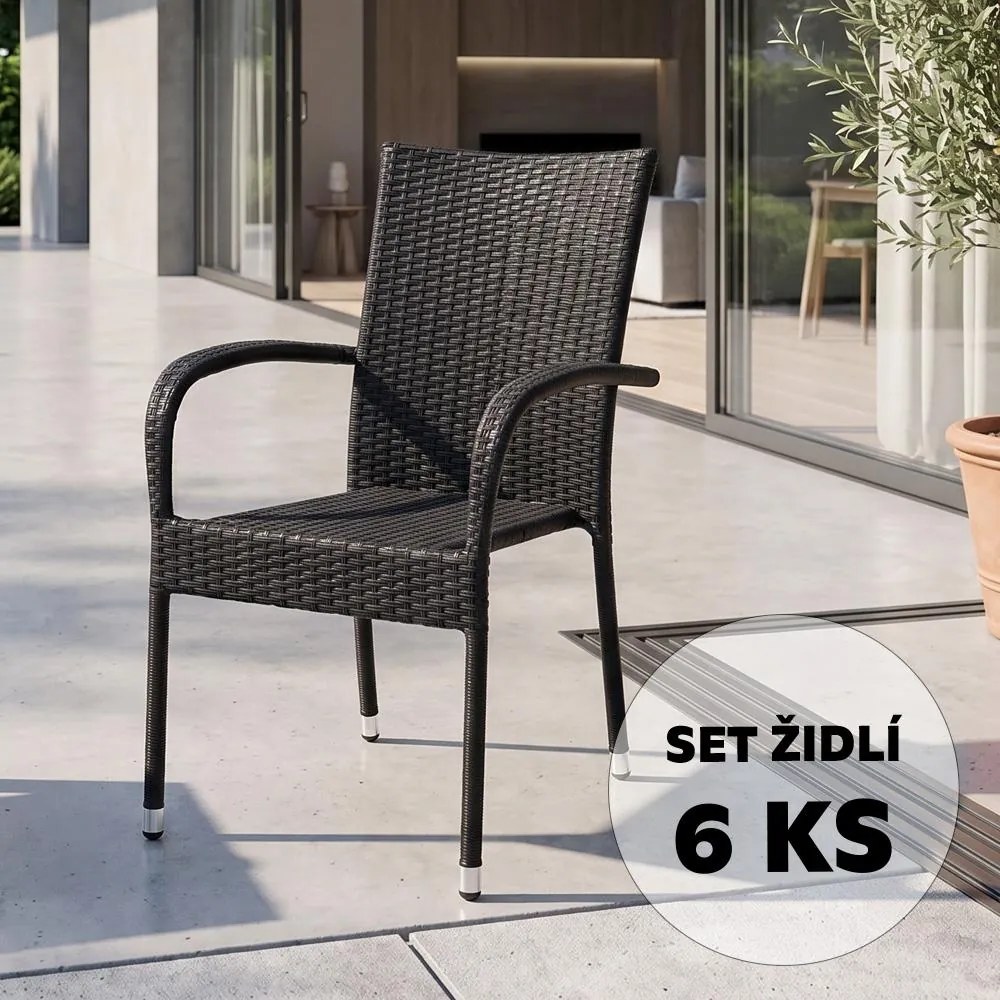 Záhradná ratanová stolička PARIS - set 6 ks