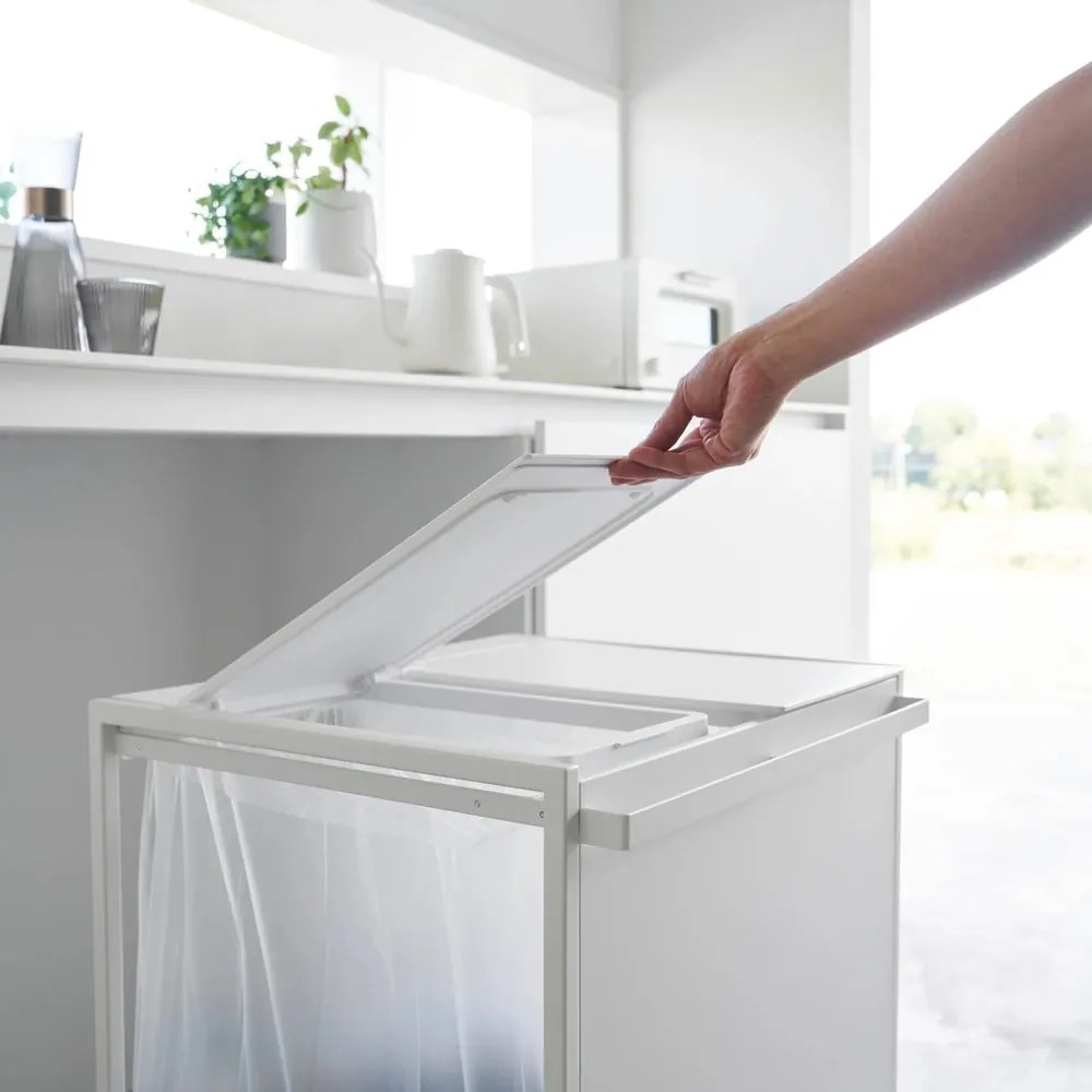 Biely kovový odpadkový kôš na triedený odpad Tower – YAMAZAKI