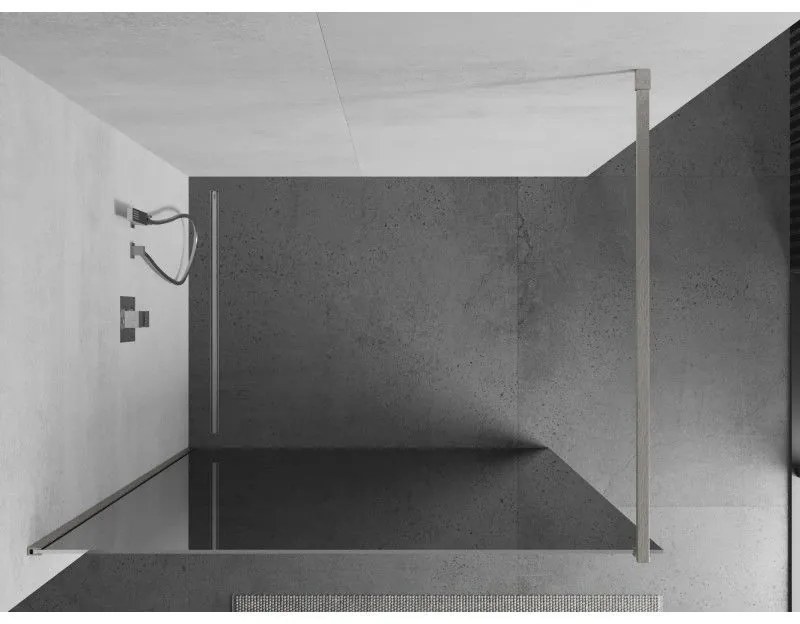 Mexen Kioto, sprchová zástena Walk-In 100 x 200 cm, 8mm sklo vzor zrkadlo, brúsená oceľ profil, 800-100-101-97-50