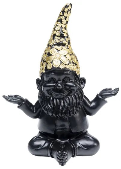 Gnome Meditation dekorácia 19 cm čierna/zlatá