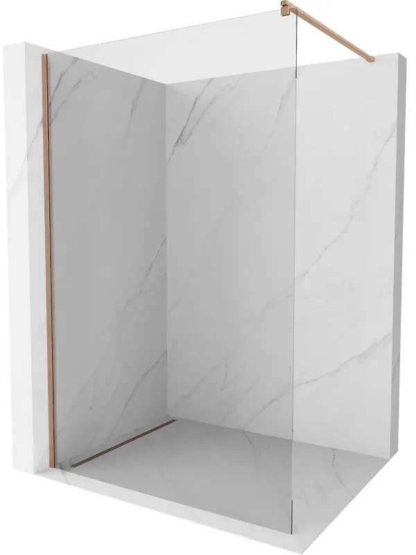 Mexen Kioto, sprchová zásteny typ Walk-In 95 x 200 cm, 8mm číre sklo, medený matný profil, 800-095-101-65-00