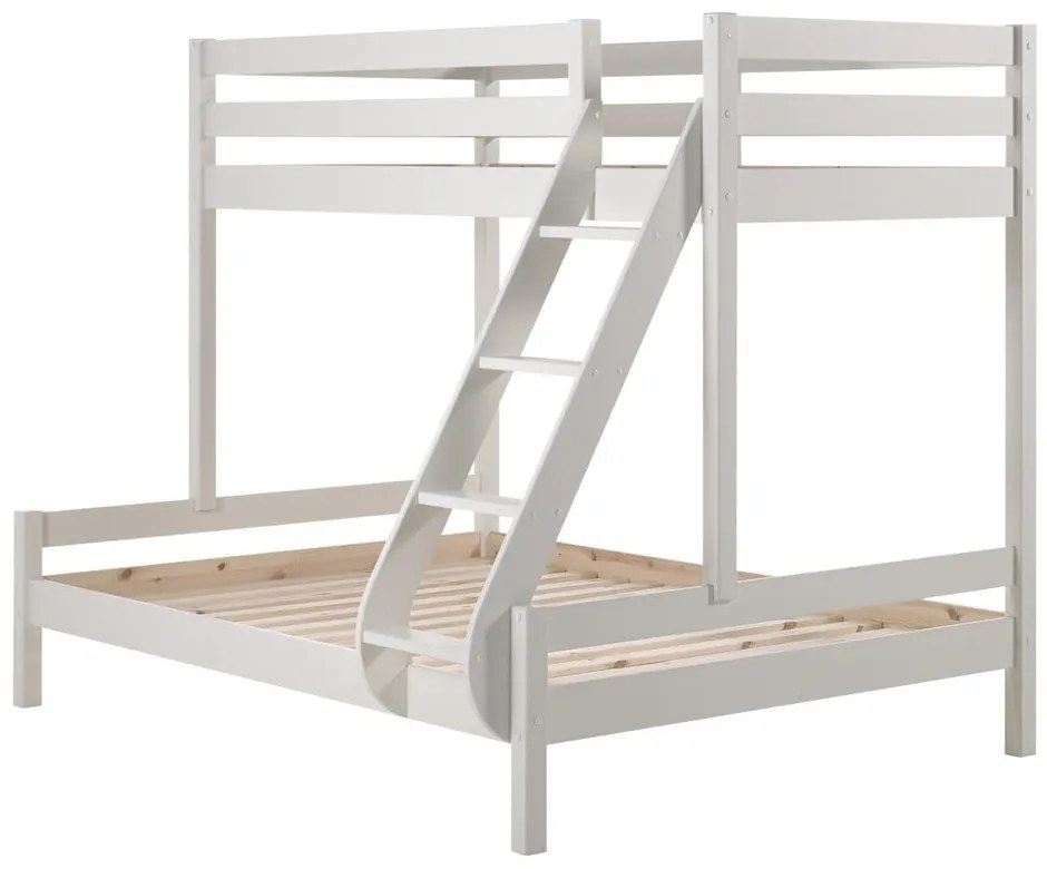 Biela poschodová detská posteľ z borovicového dreva 140x200/90x200 cm Pino Martin – Vipack