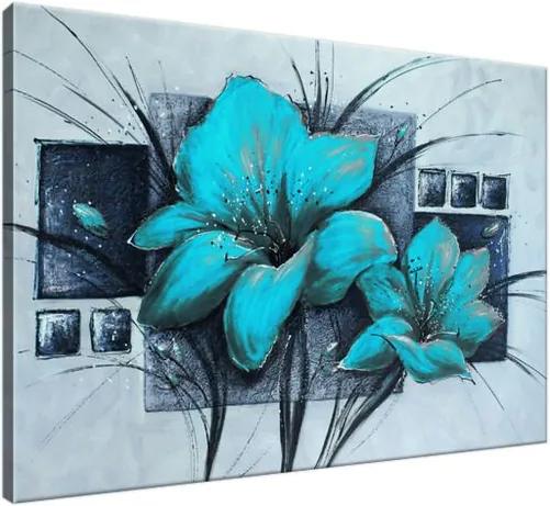 Ručne maľovaný obraz Nádherné modré Vlčie maky 100x70cm RM2458A_1Z