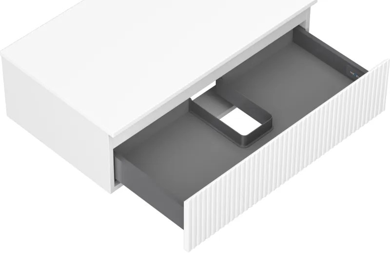 Mexen Rivel, kúpeľňová skrinka 80 cm s pracovnou doskou, 1 zásuvka, drážkovaná, biela matná, 91A20-08023-1-BFC01