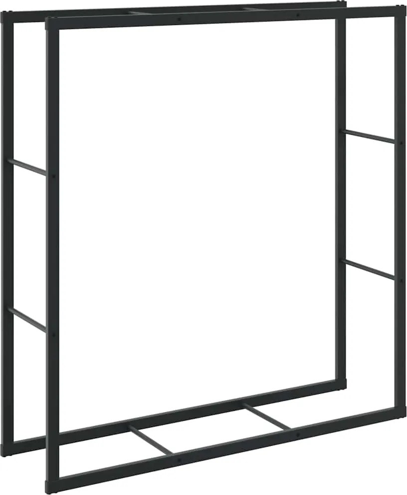vidaXL Regál na krbové drevo, čierny 110x30x116 cm, oceľ