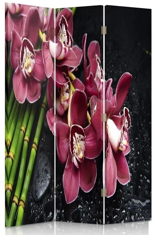 Gario Paraván Orchidea s bambusom Rozmery: 180 x 170 cm, Prevedenie: Otočný paraván 360°