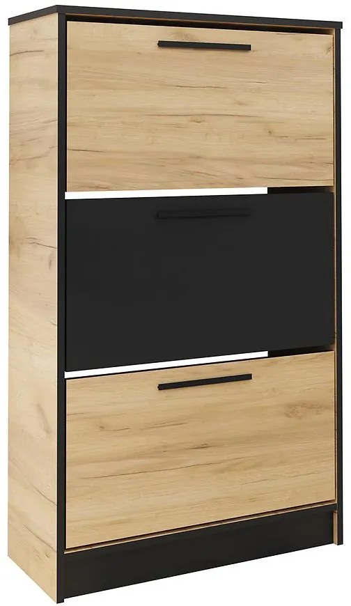 Skrinka na topánky SZNB01 dub craft zlatý+čierna