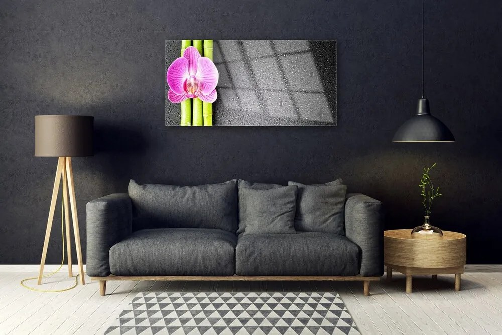 Skleneny obraz Bambus kvet orchidea 100x50 cm