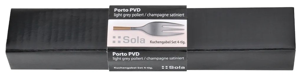 Dezertné vidličky set 4 ks - Porto PVD tmavý titánový / zlatý pieskovaný - 110298