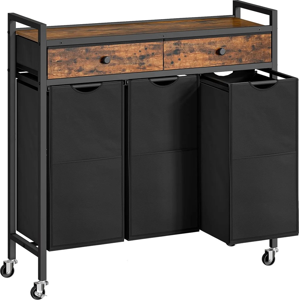 Koš na prádlo Vasagle Boro 130,2 L černý/hnědý