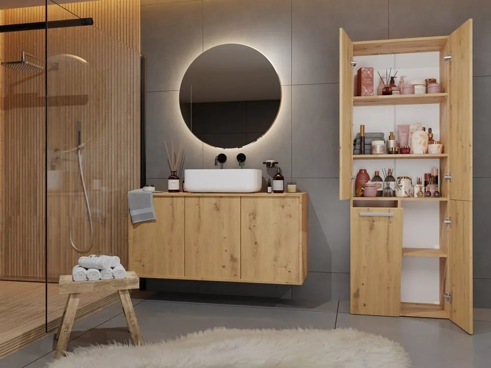 Kúpeľňová skrinka s košom na bielizeň NEL ART I dub artisan