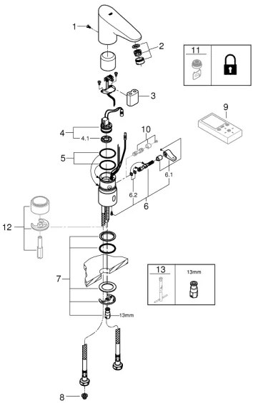 GROHE 36207001 - Elektronická umývadlová batéria EUROPLUS E DN 15 lesklý chróm
