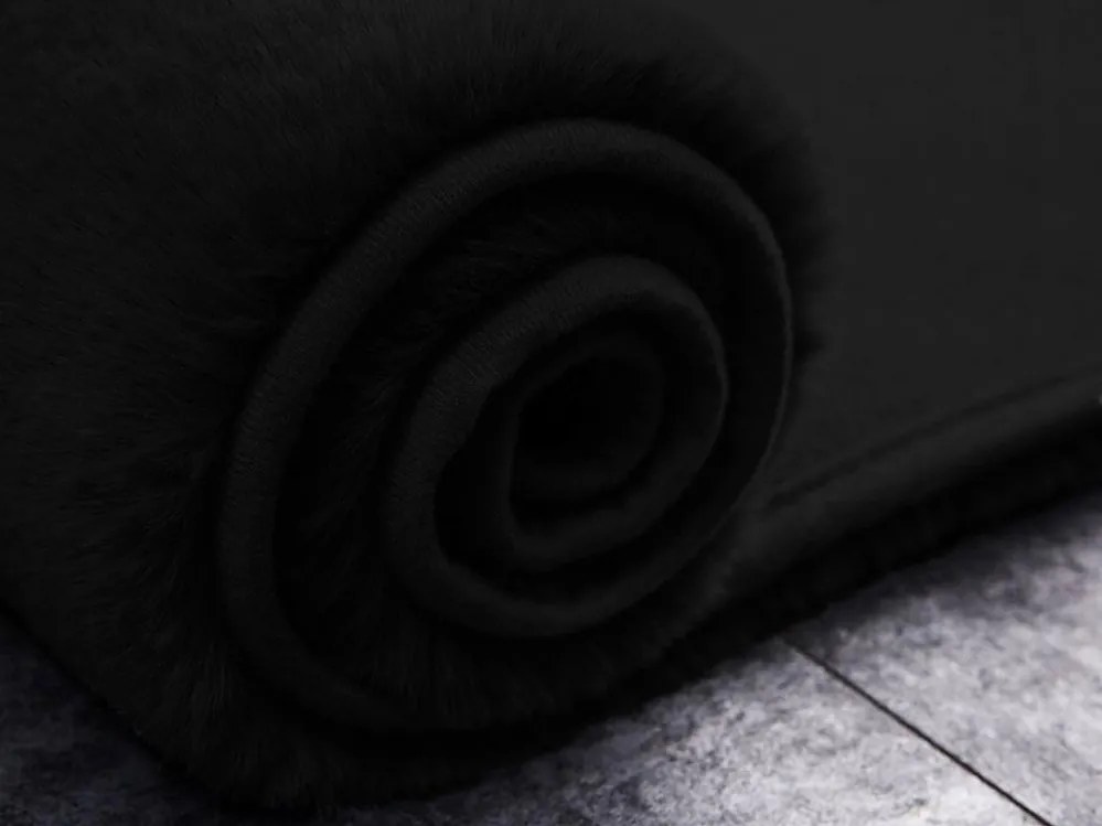 Čierny koberec Rabbit s efektom králičej kožušiny – obdĺžnik Rozmer: 200x200 cm