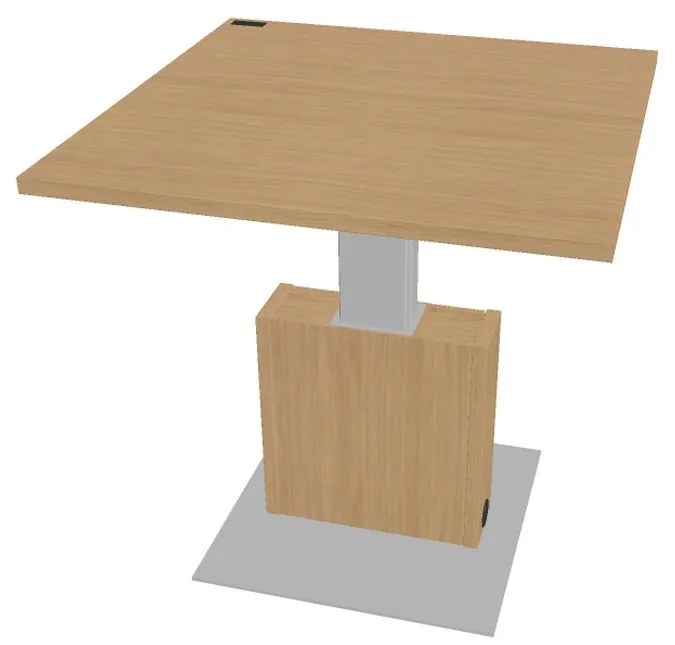 Výškovo nastaviteľný rokovací stôl Verno+ 120 x 120 cm, dub svetlý