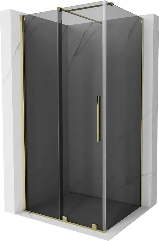 Mexen Velar, sprchový kút s posuvnými dverami 110 x 100 cm, 8mm šedé sklo, zlatá lesklá, 871-110-100-41-50