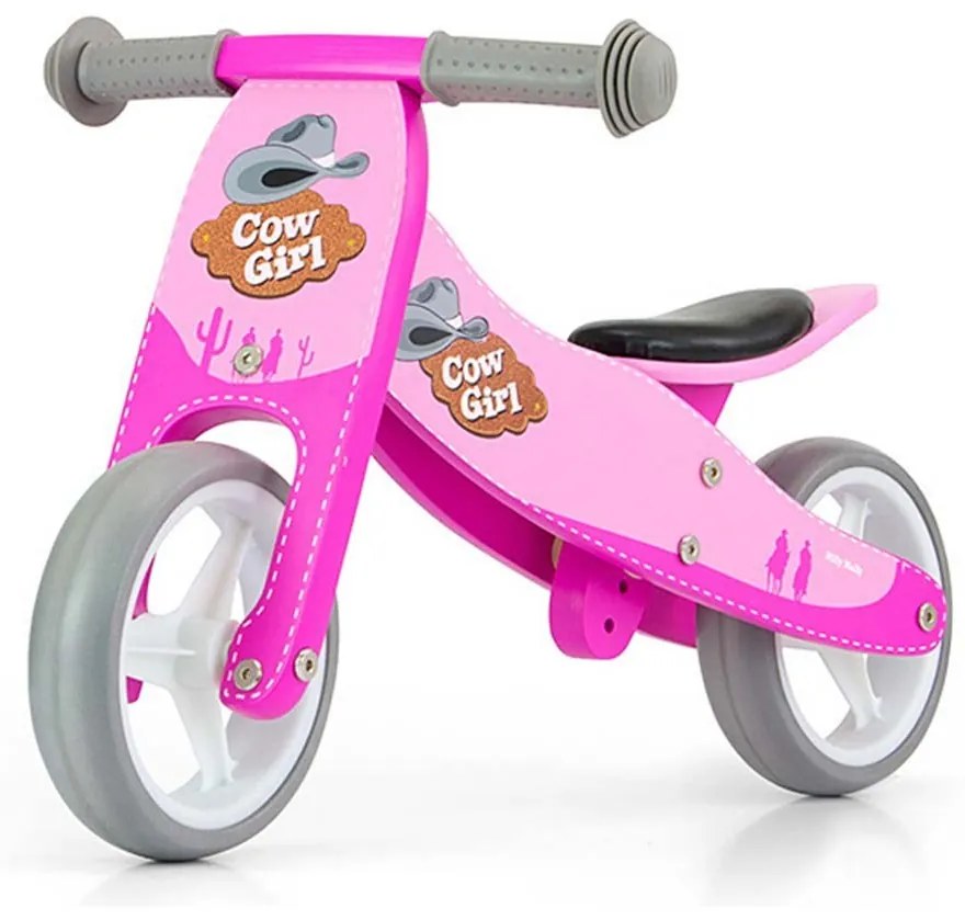 Detské multifunkčné odrážadlo bicykel 2v1 Milly Mally JAKE pink Cowgirl