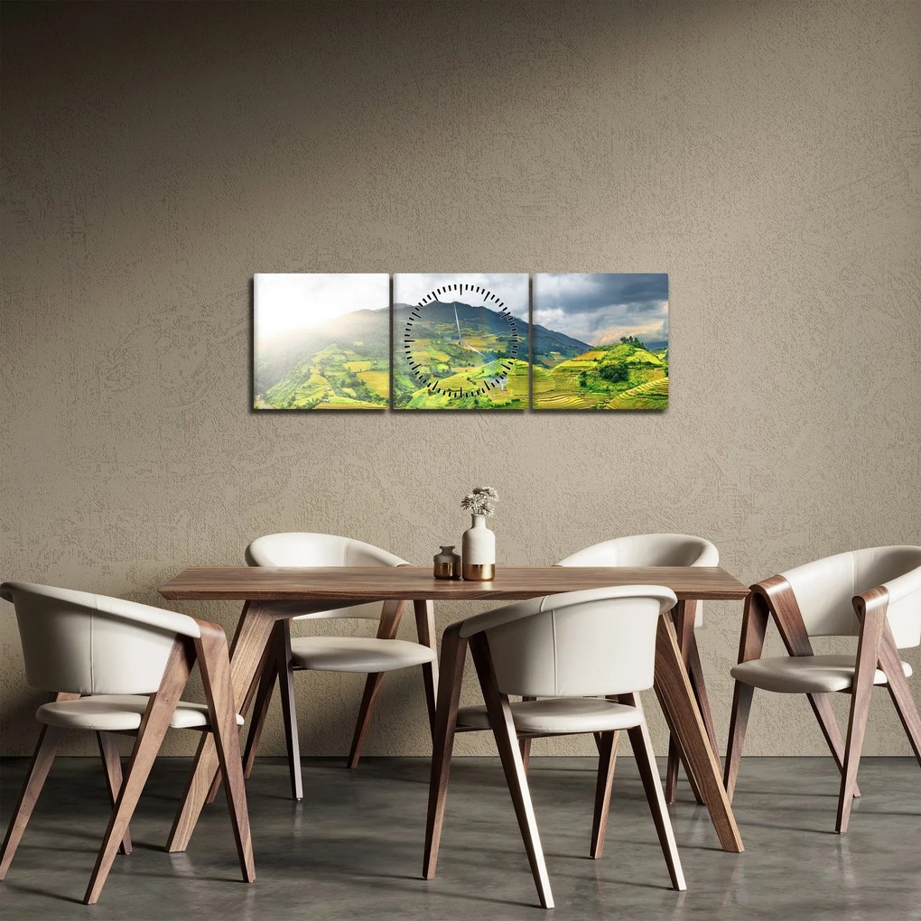 Obraz plantáže (s hodinami) (90x30 cm)